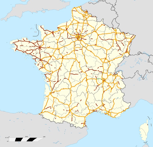 A map of highways in France