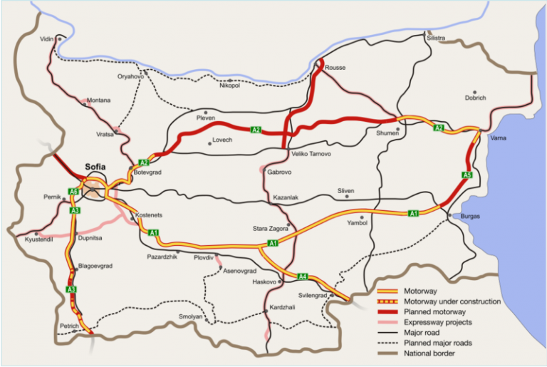 Highways in Bulgaria / Source: Wikipedia